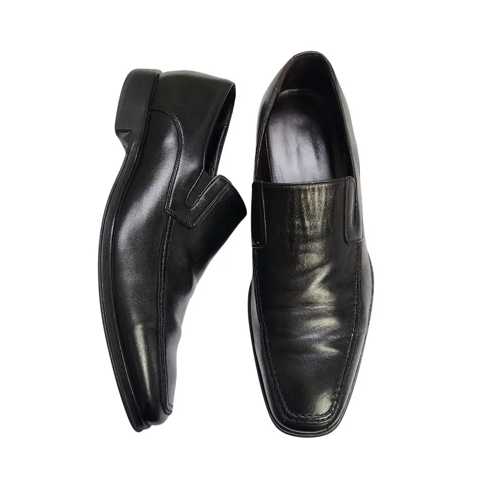 Monte Rosso Mens Lucca Nappa Leather Loafers Size 10.5 Black Leather Italy Dress
